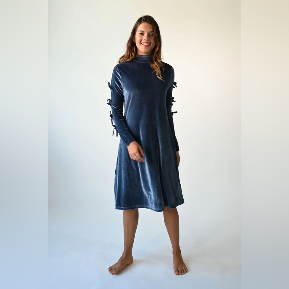 By Tess Collection Bow Sleeve Midi Dress Modest